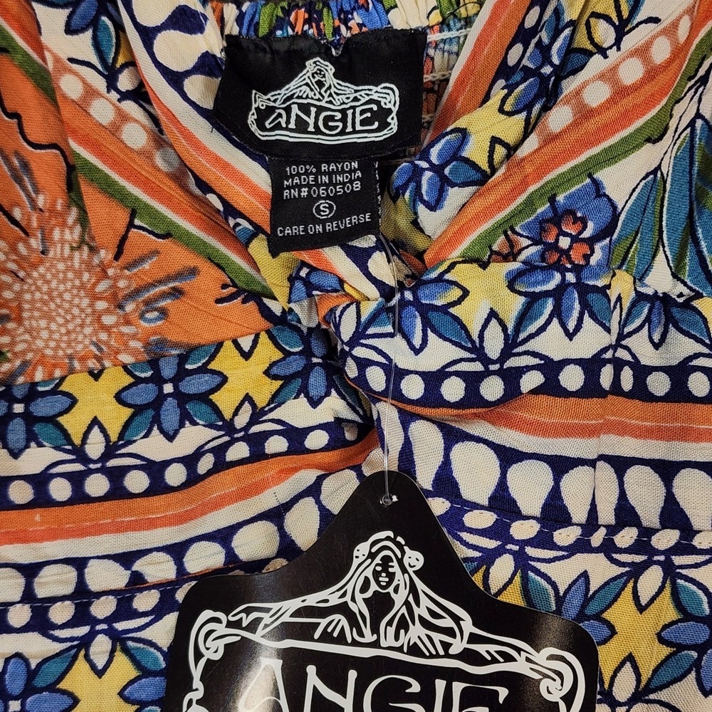 Angie Women Boho Prairie Cottagecore Festival Tiered Maxi Dress Rayon Size S NWT - Picture 9 of 13